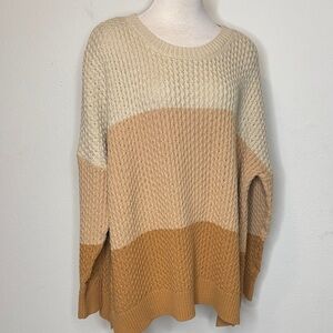 Belle by Kim Gravel size 2X Knit Sweater - Cream, Tan, Brown